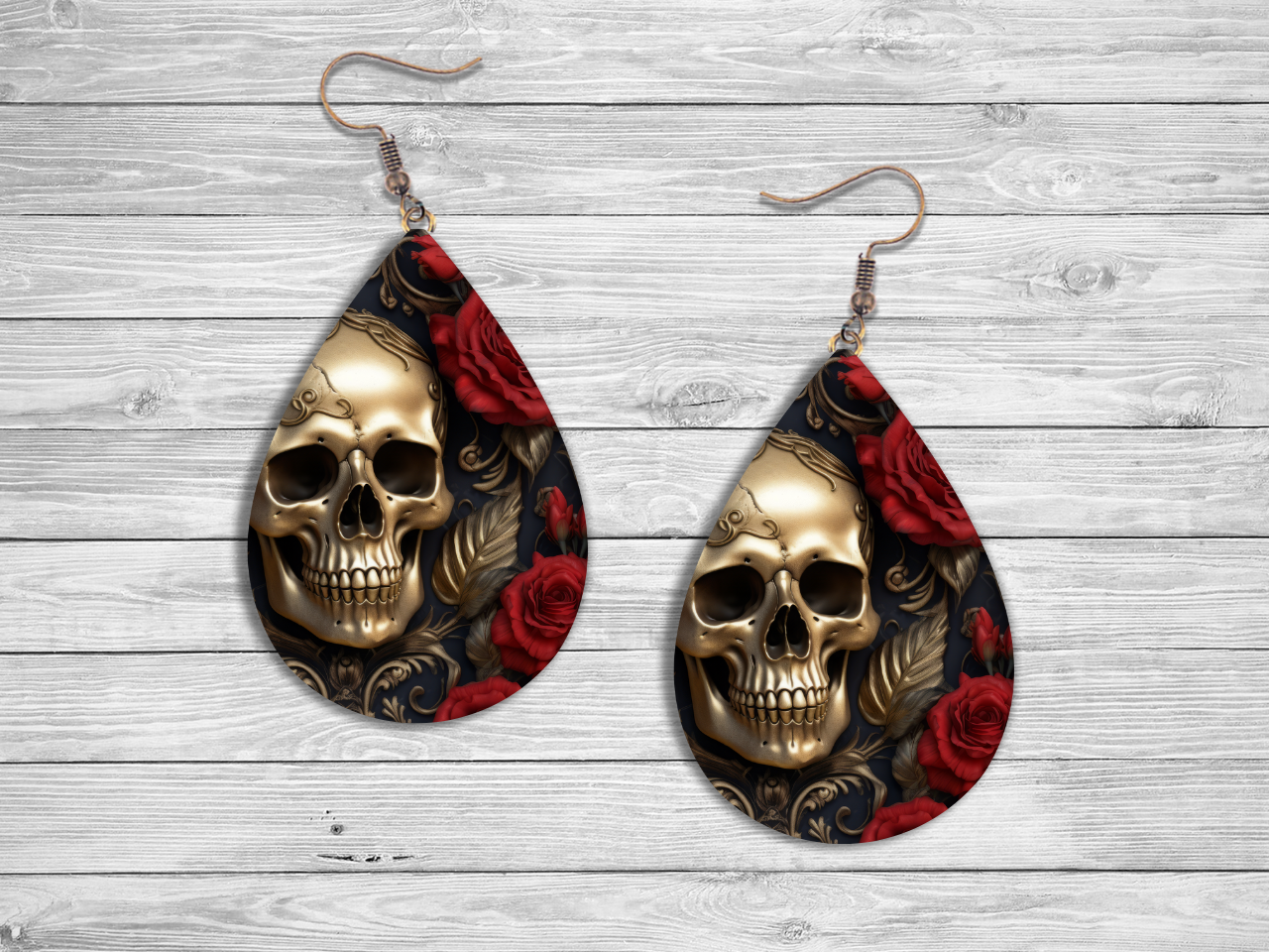 3D Gothic Tear Drop Earrings